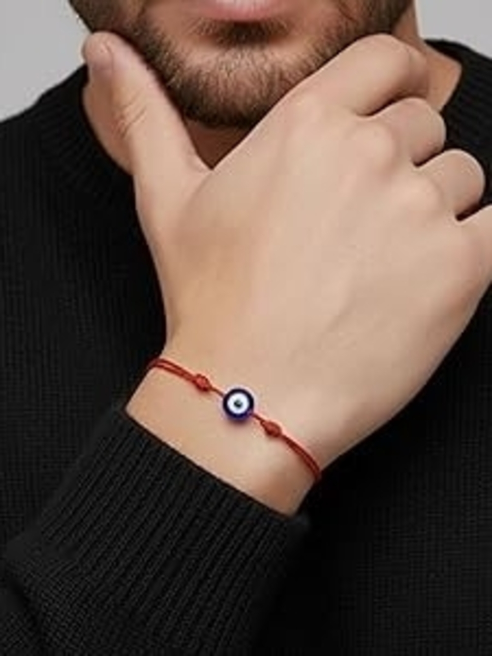 Red String Bracelet with Blue Evil Eye Charm Rakhi - Picture 2 of 8
